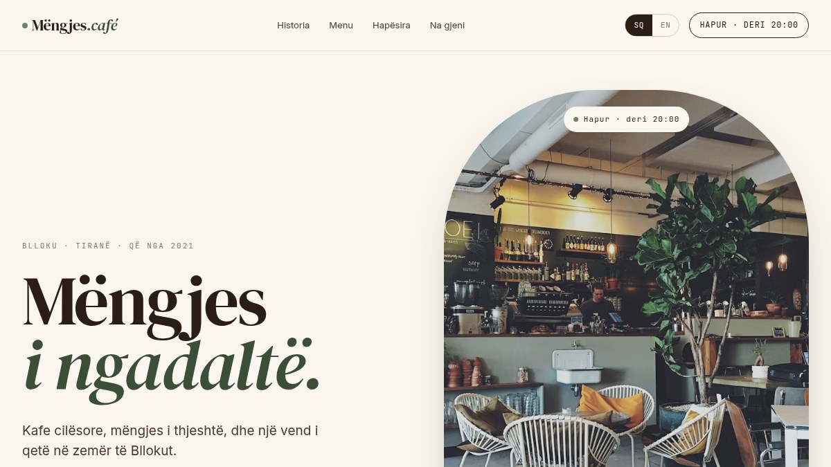 Mëngjes Café - café example website